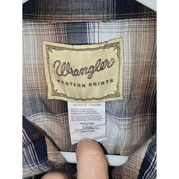 Wrangler Shirt Button Up Short Sleeve Plaid Pearl Snap - Picture 2 of 5